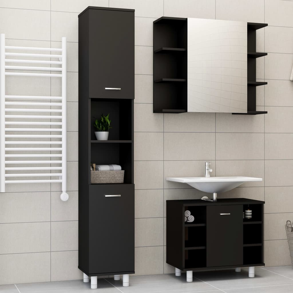 3 Piece Bathroom Furniture Set Engineered Wood