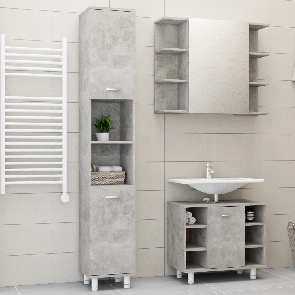 3 Piece Bathroom Furniture Set Engineered Wood