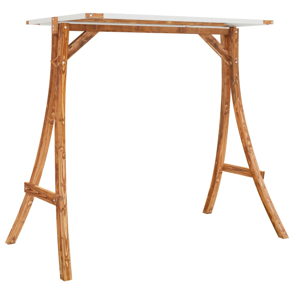 Swing Frame With Roof Solid Bent Wood With Teak Finish
