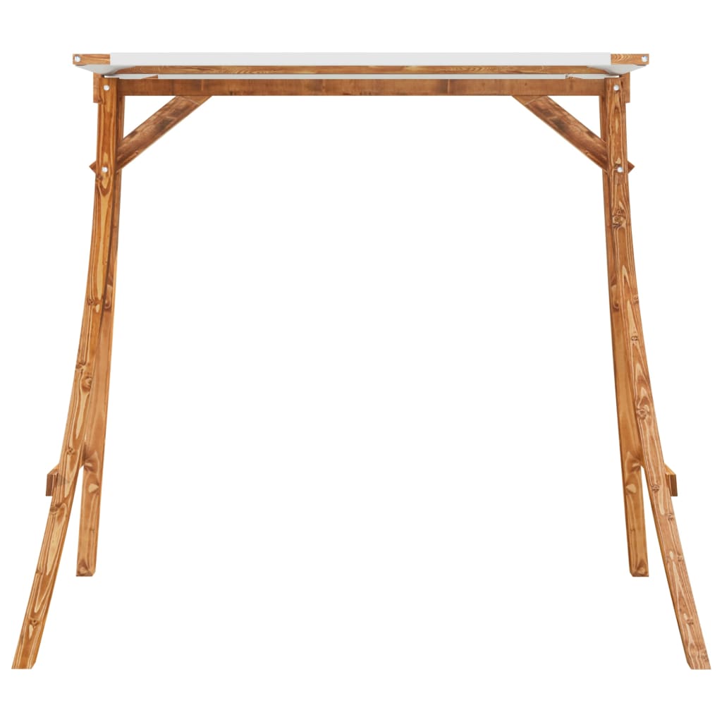 Swing Frame With Roof Solid Bent Wood With Teak Finish