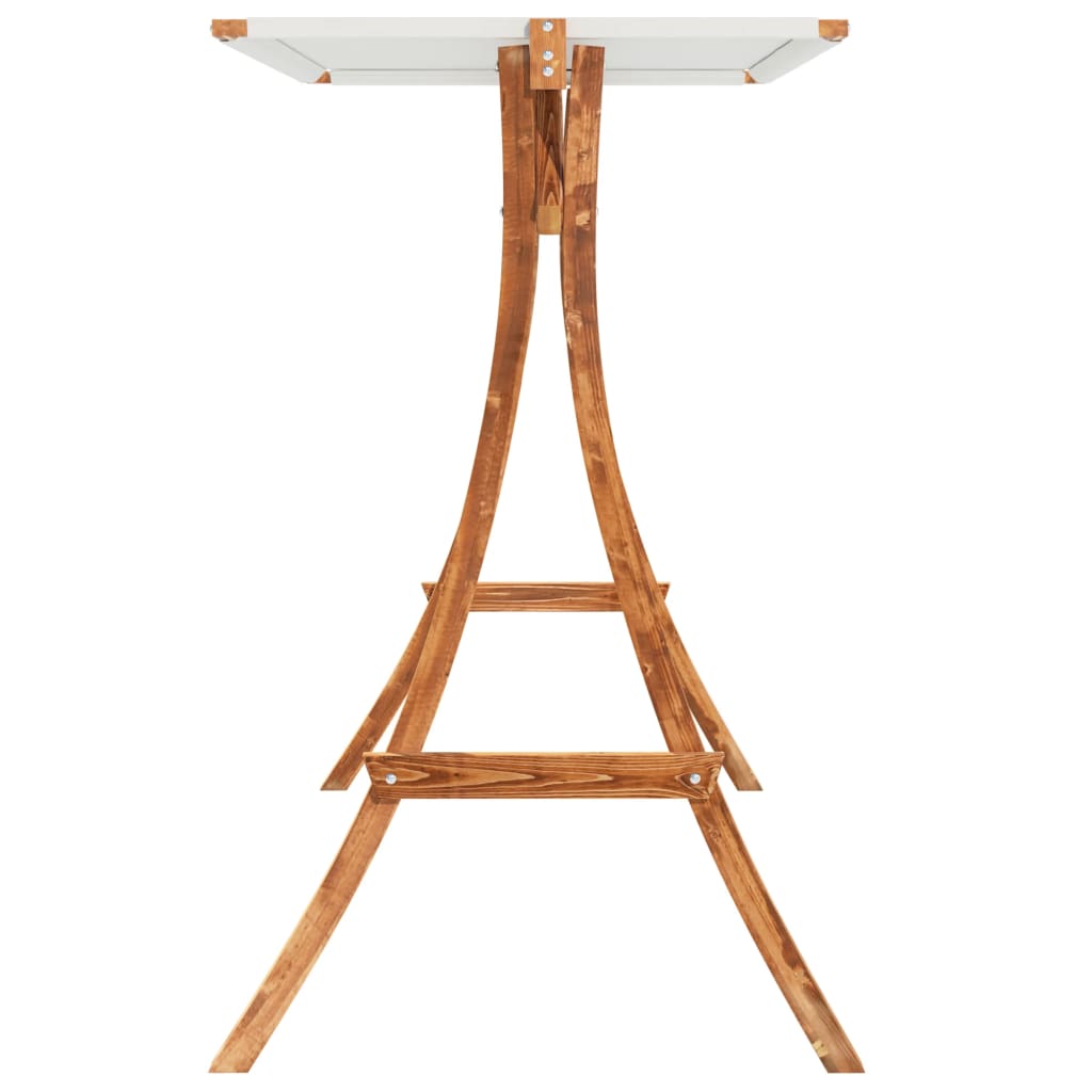 Swing Frame With Roof Solid Bent Wood With Teak Finish