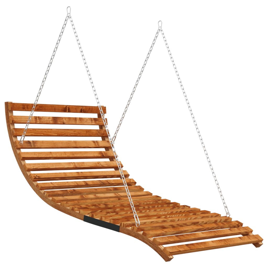 Swing Bed Solid Bent Wood With Teak Finish 115X147X46 Cm
