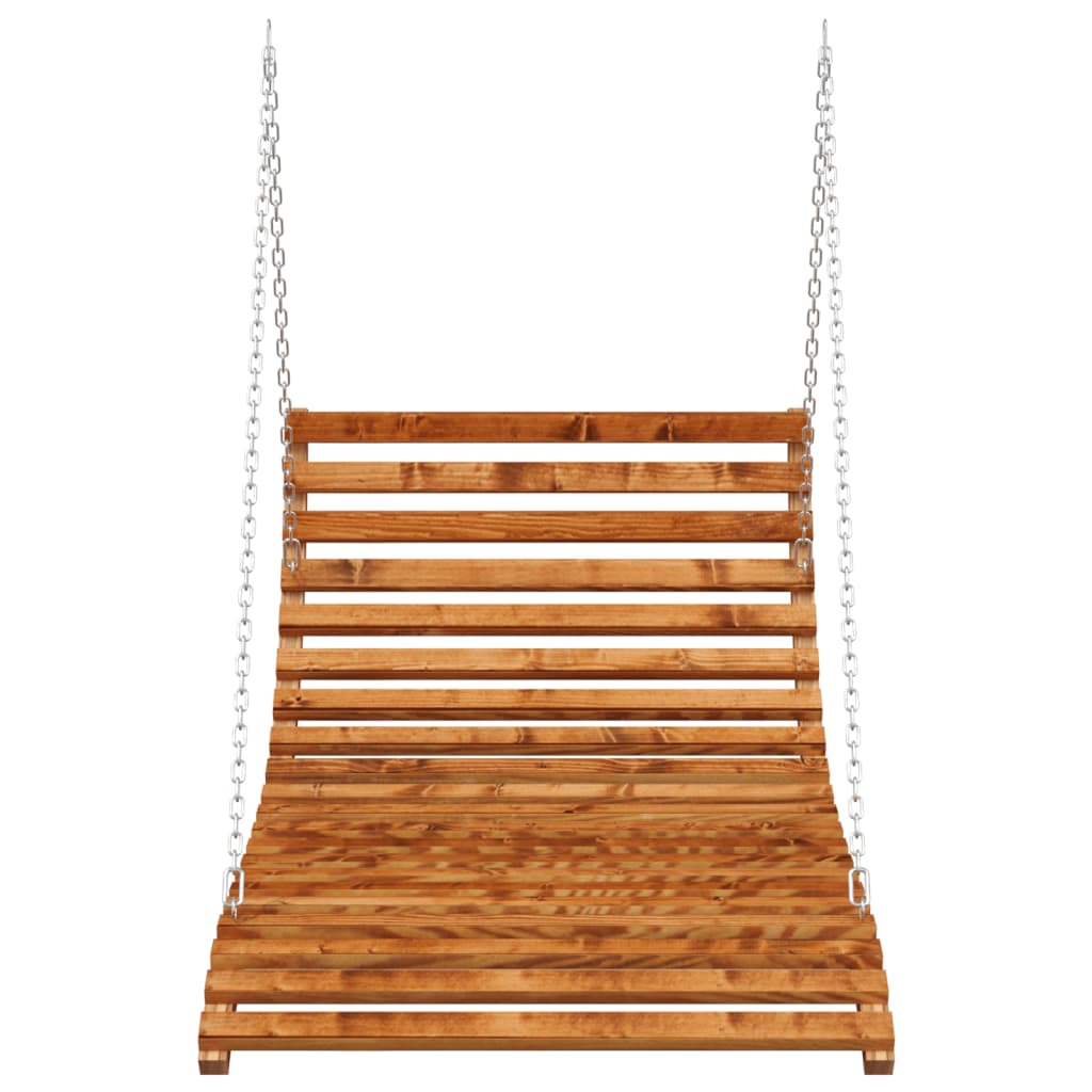 Swing Bed Solid Bent Wood With Teak Finish 115X147X46 Cm
