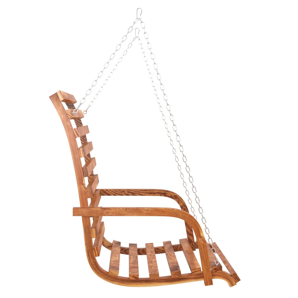Swing Bench Solid Bent Wood With Teak Finish 126X63X92 Cm