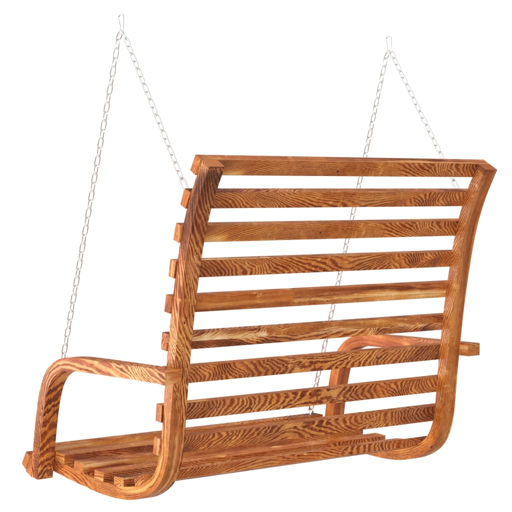 Swing Bench Solid Bent Wood With Teak Finish 126X63X92 Cm