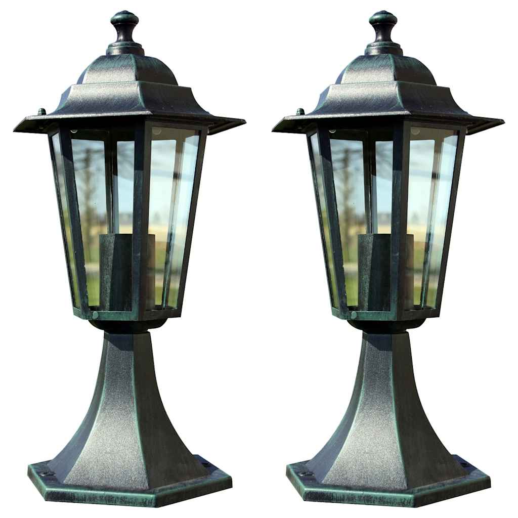 Garden Lights 2 Pcs Dark Green/Black Aluminium