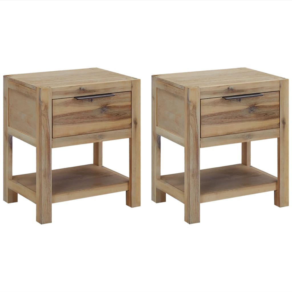 Nightstands With Drawers 2 Pcs 40X30X48 Cm Solid Acacia Wood