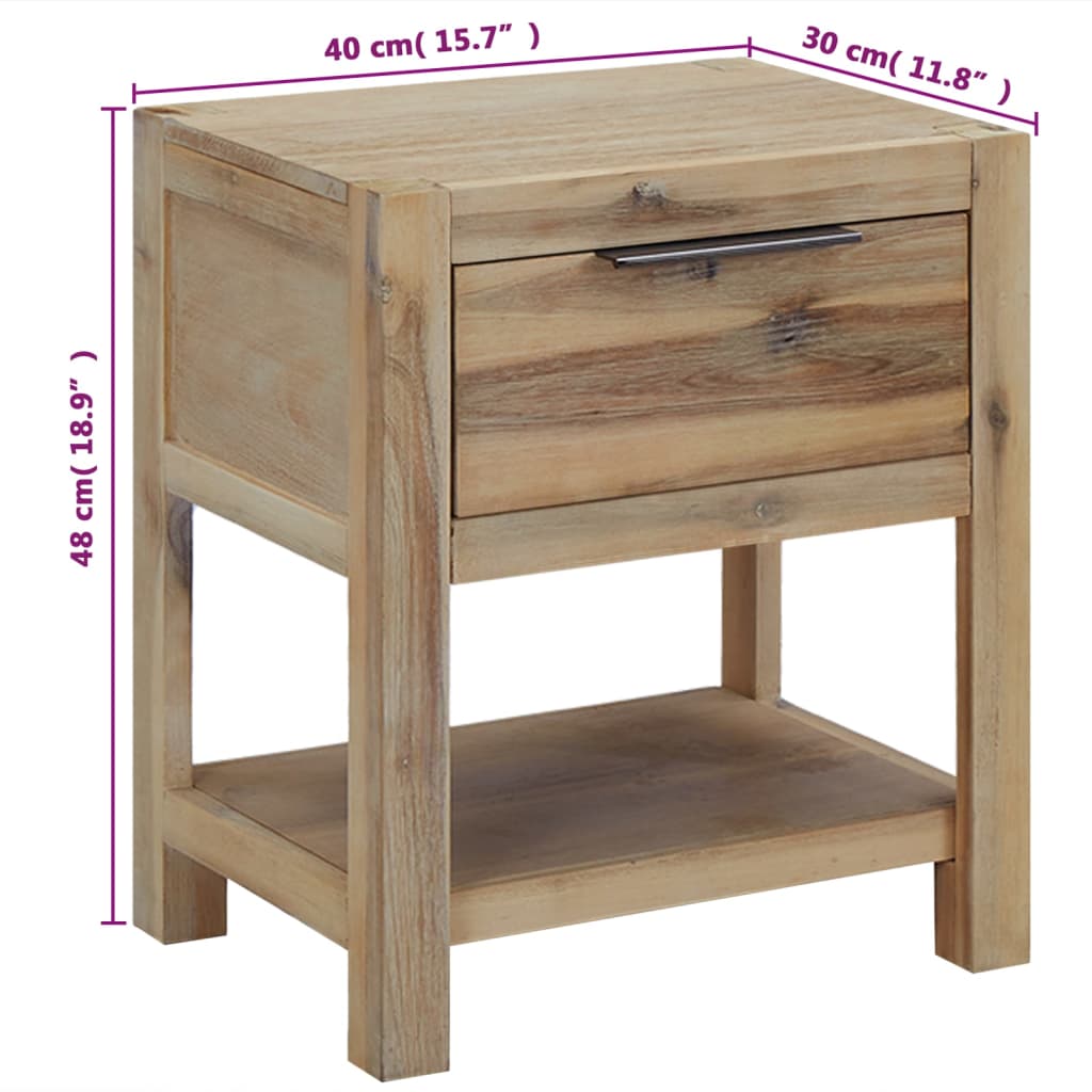 Nightstands With Drawers 2 Pcs 40X30X48 Cm Solid Acacia Wood