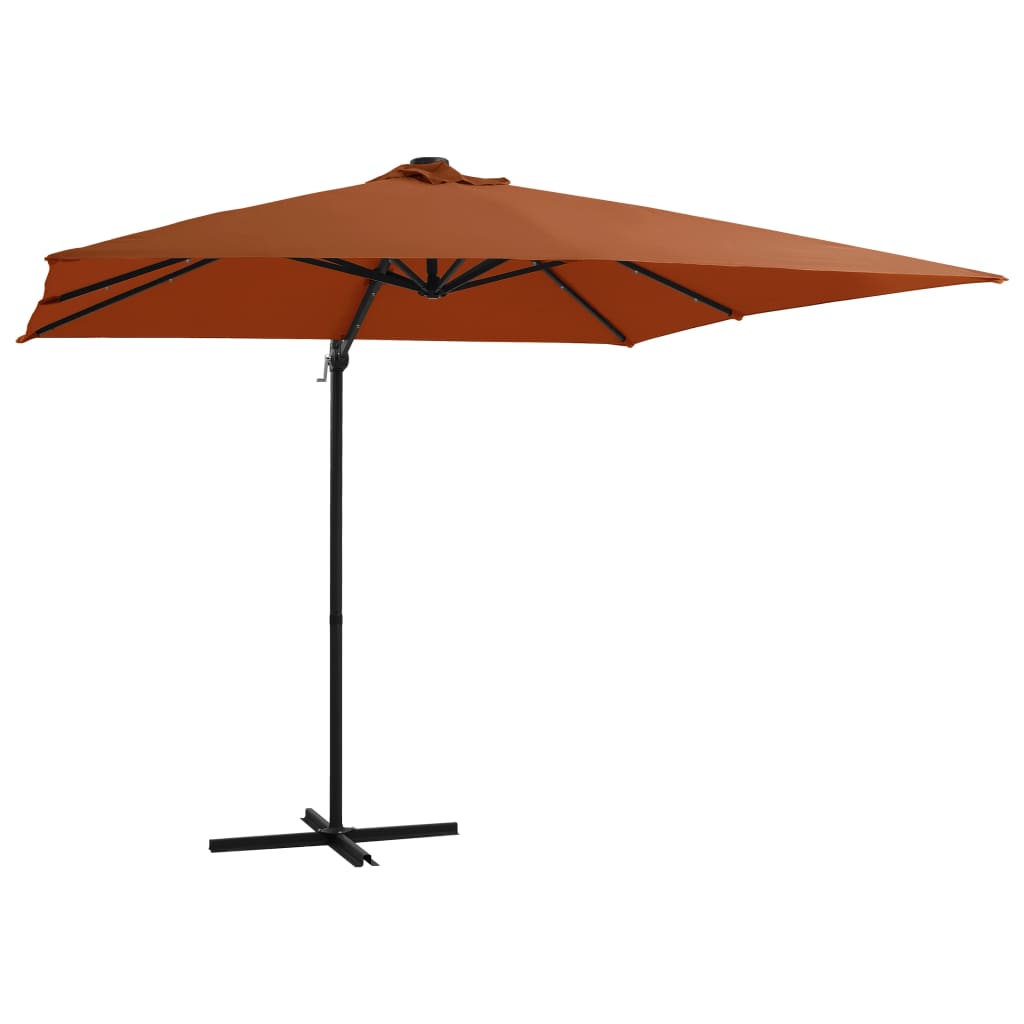 Cantilever Garden Parasol With Led Lights And Steel Pole