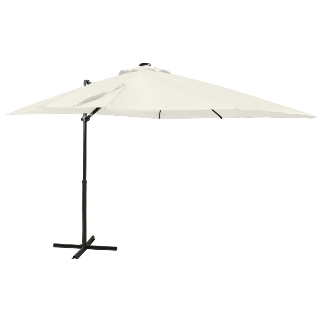 Cantilever Garden Parasol With Pole And Led Lights