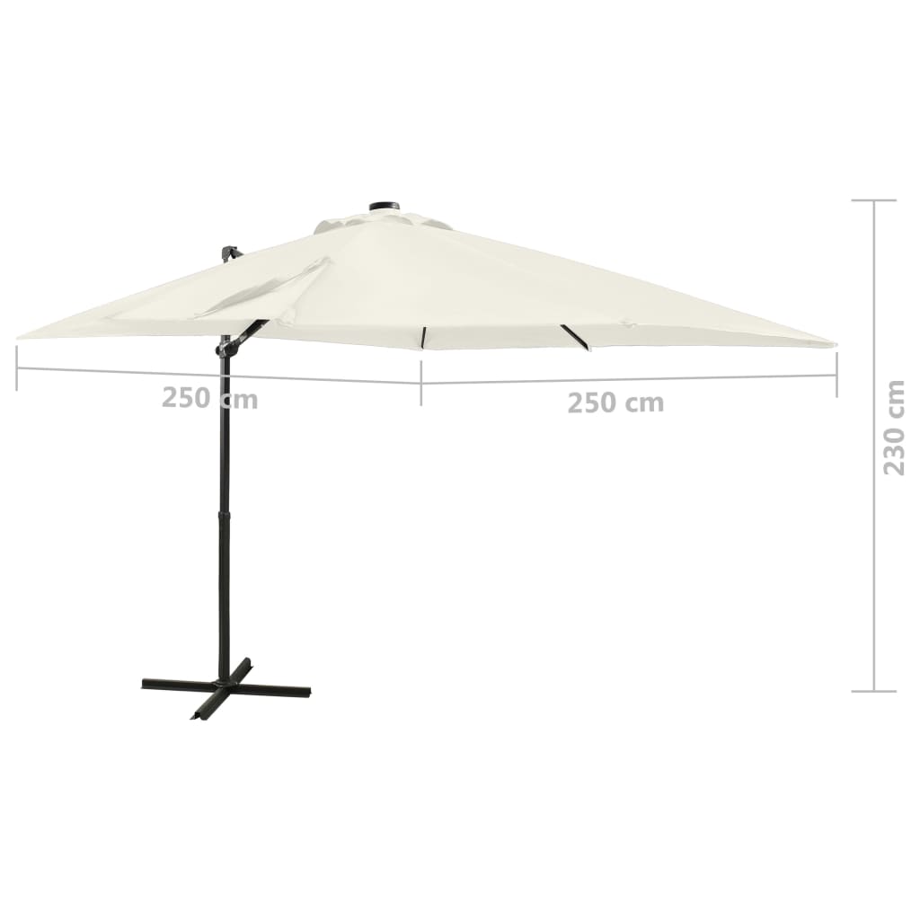 Cantilever Garden Parasol With Pole And Led Lights