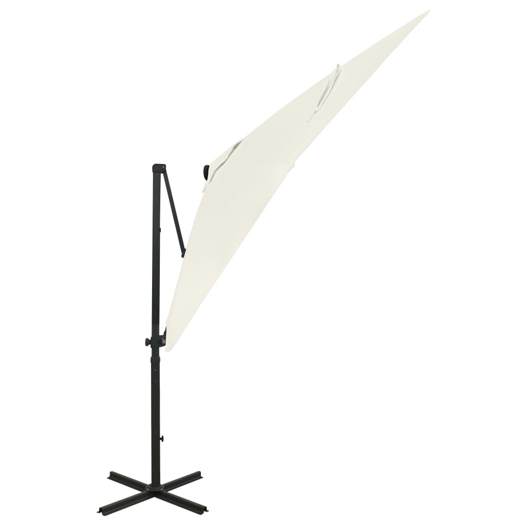 Cantilever Garden Parasol With Pole And Led Lights