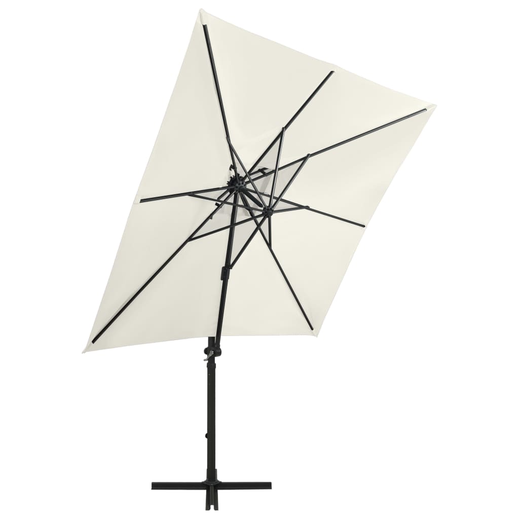 Cantilever Garden Parasol With Pole And Led Lights