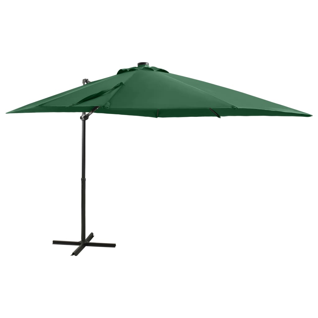 Cantilever Garden Parasol With Pole And Led Lights