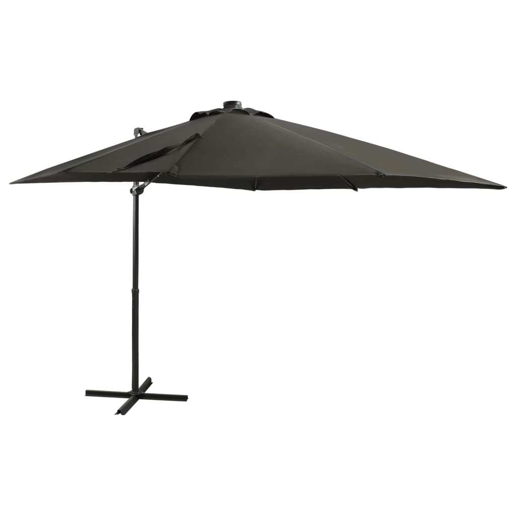 Cantilever Garden Parasol With Pole And Led Lights