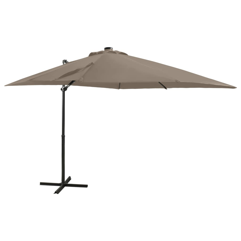 Cantilever Garden Parasol With Pole And Led Lights