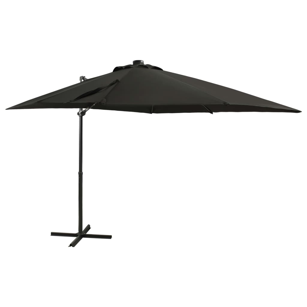Cantilever Garden Parasol With Pole And Led Lights
