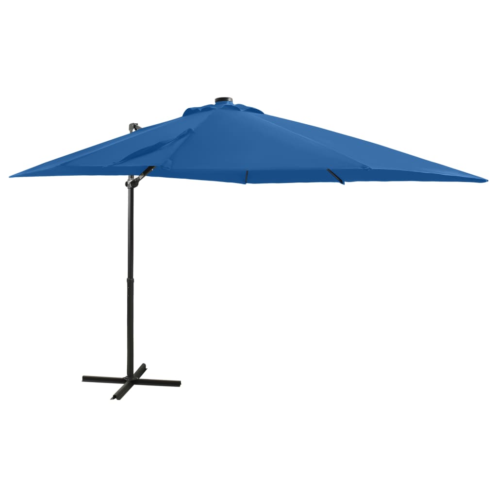 Cantilever Garden Parasol With Pole And Led Lights
