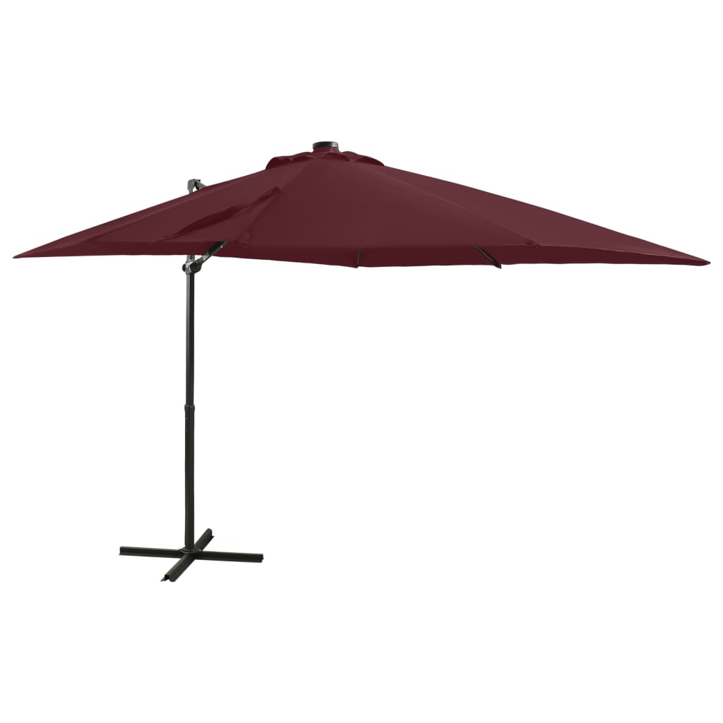 Cantilever Garden Parasol With Pole And Led Lights
