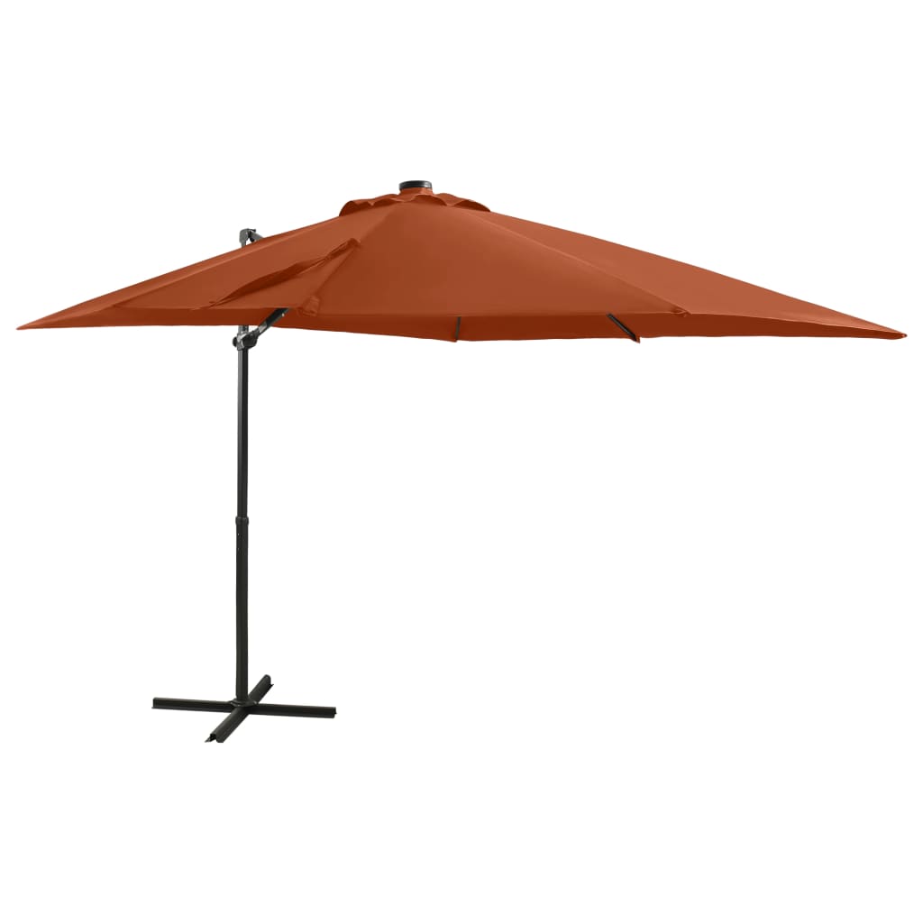 Cantilever Garden Parasol With Pole And Led Lights