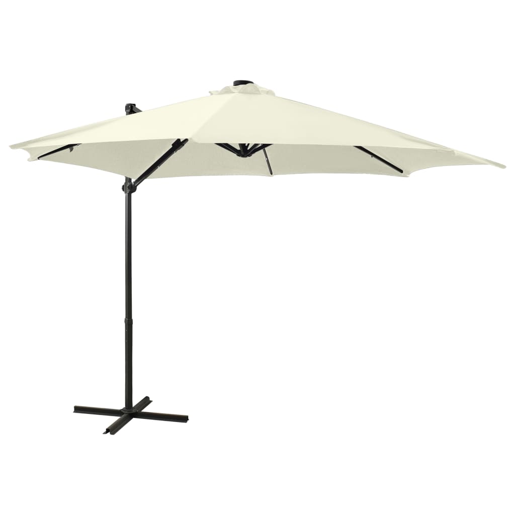 Cantilever Garden Parasol With Pole And Led Lights