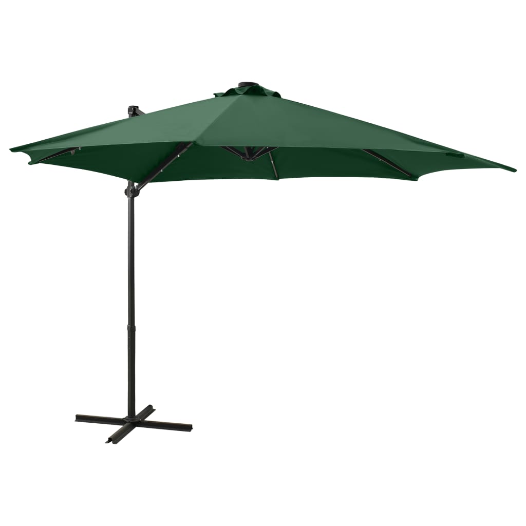 Cantilever Garden Parasol With Pole And Led Lights