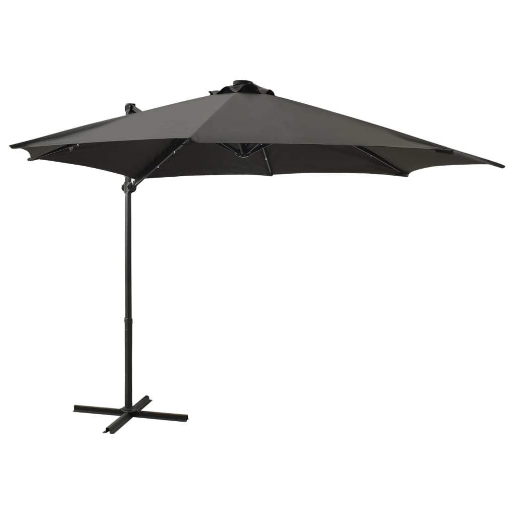 Cantilever Garden Parasol With Pole And Led Lights