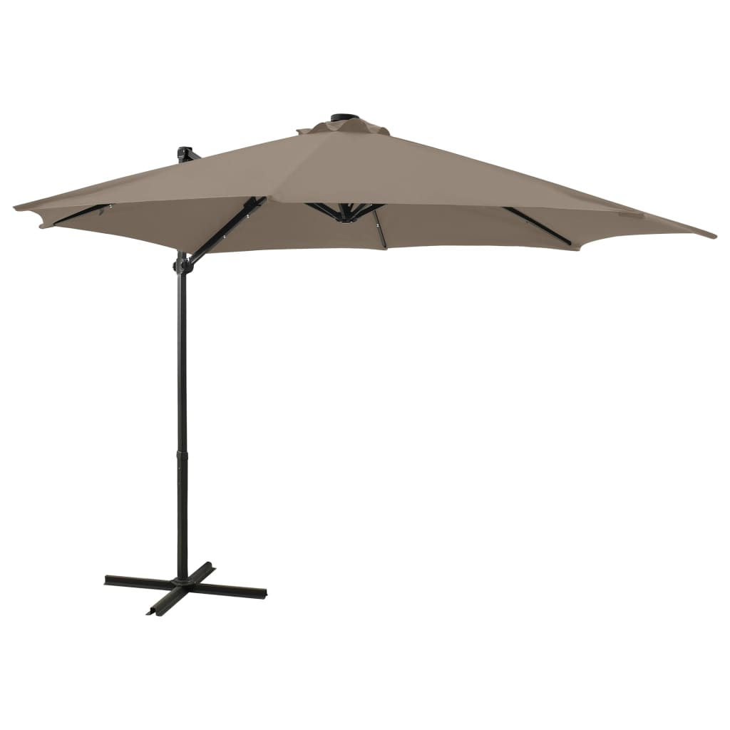 Cantilever Garden Parasol With Pole And Led Lights