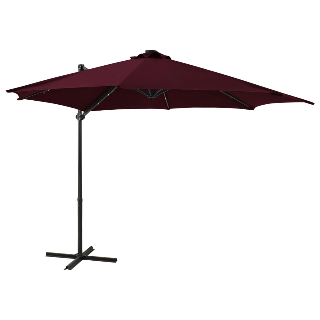 Cantilever Garden Parasol With Pole And Led Lights