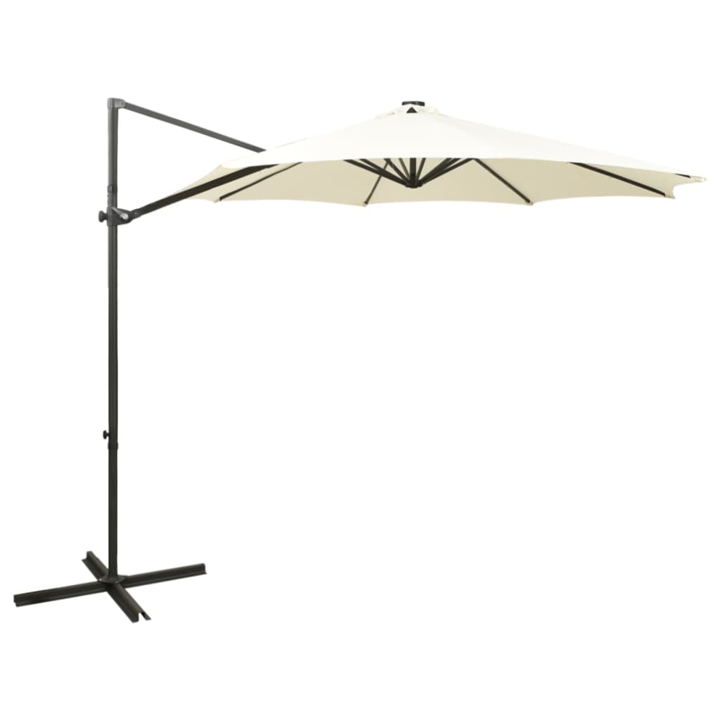Cantilever Garden Parasol With Pole And Led Lights 300 Cm