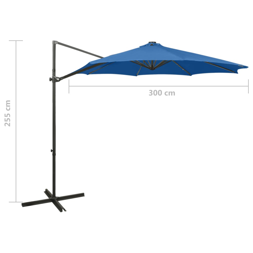 Cantilever Garden Parasol With Pole And Led Lights 300 Cm