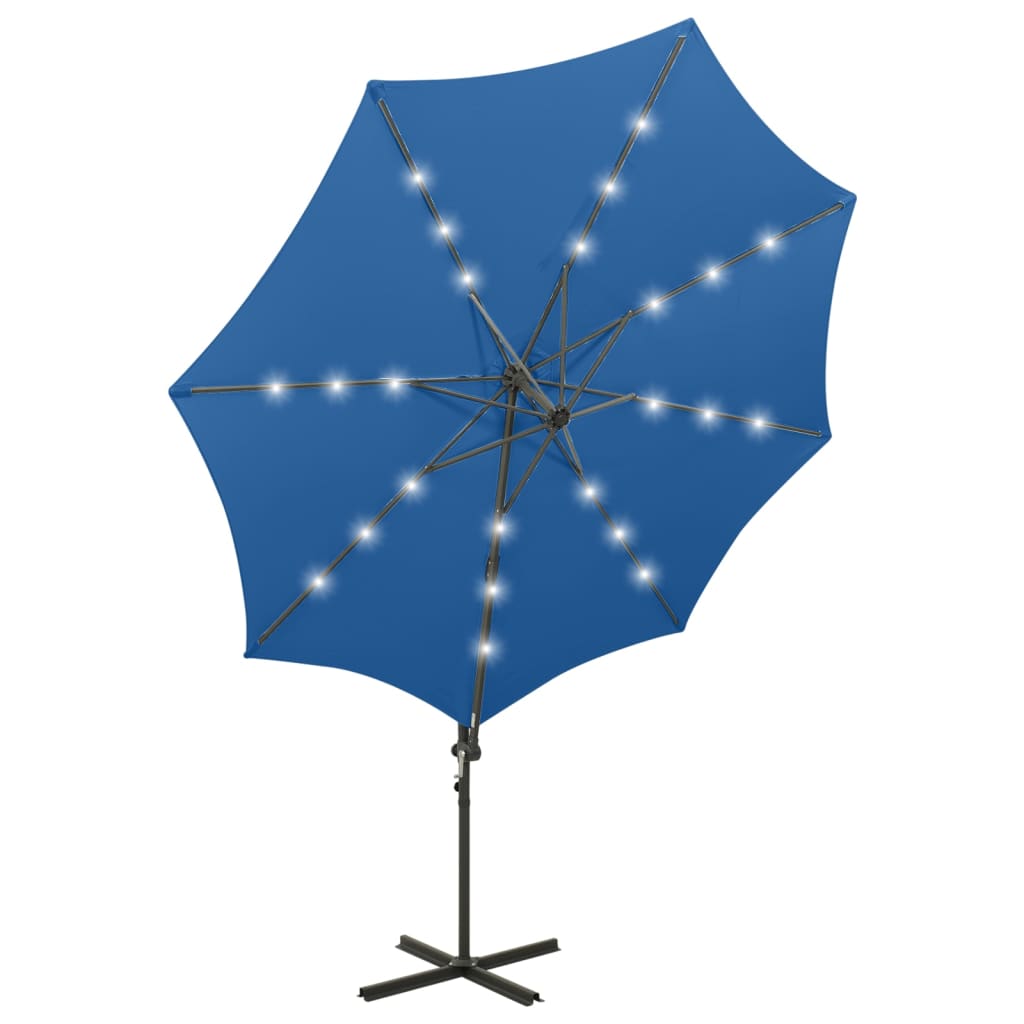 Cantilever Garden Parasol With Pole And Led Lights 300 Cm