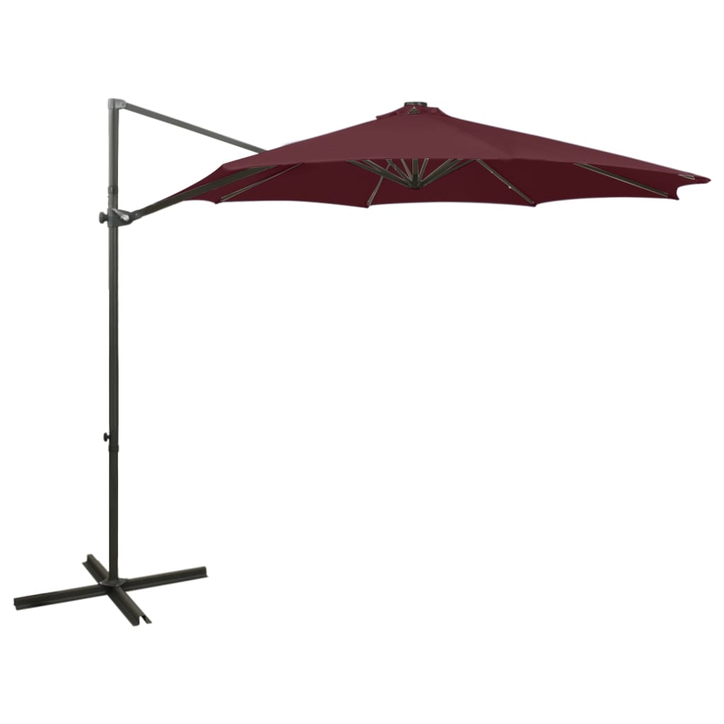 Cantilever Garden Parasol With Pole And Led Lights 300 Cm