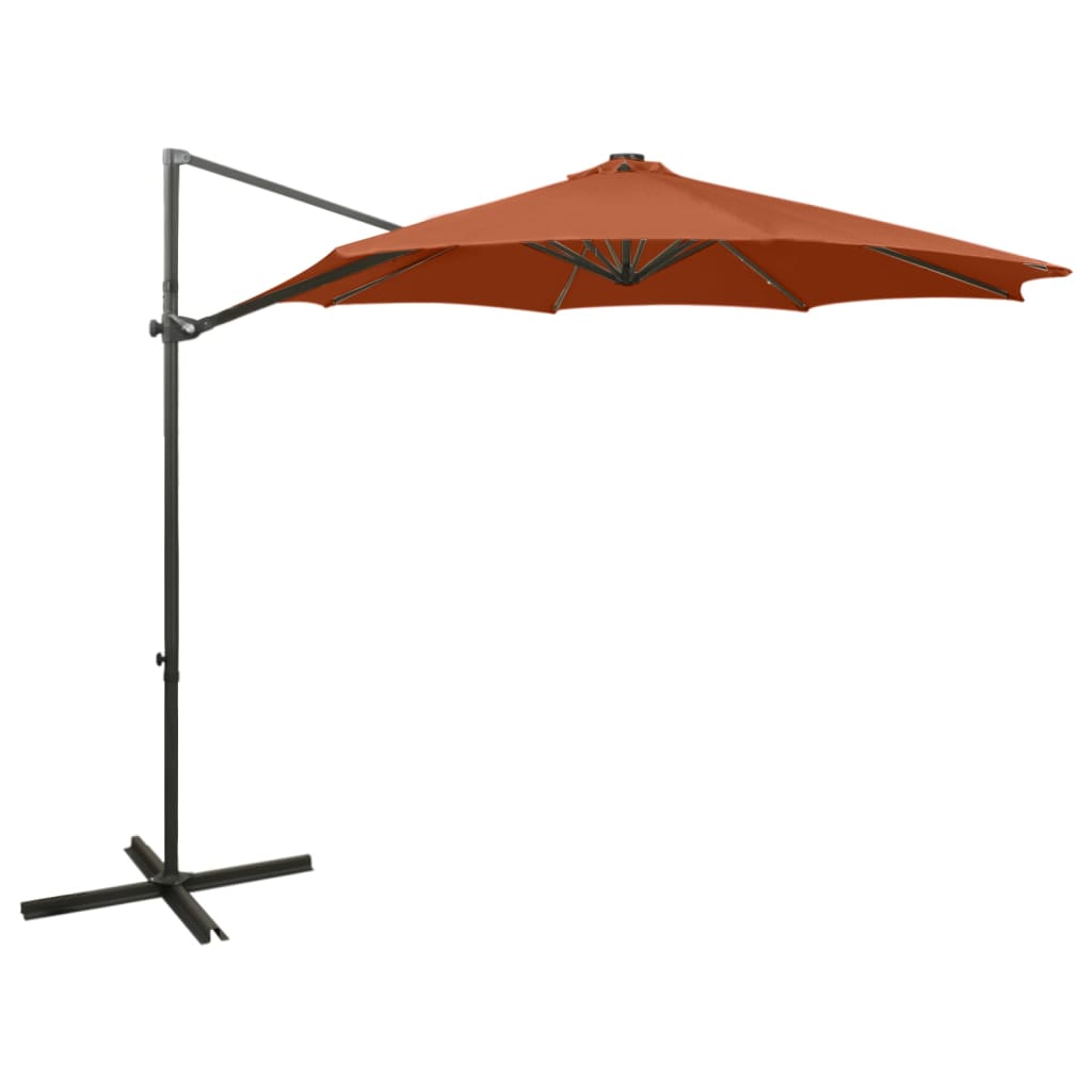 Cantilever Garden Parasol With Pole And Led Lights 300 Cm