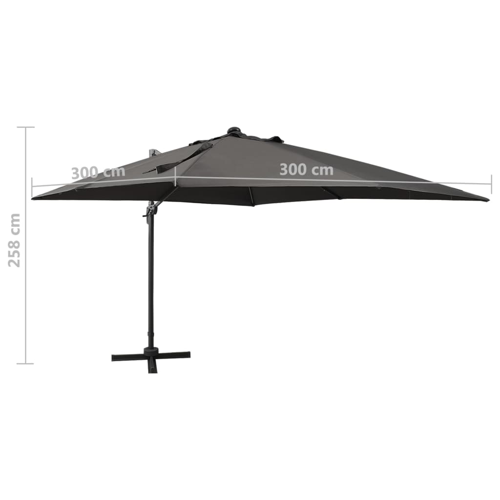 Cantilever Garden Parasol With Pole And Led Lights 300 Cm