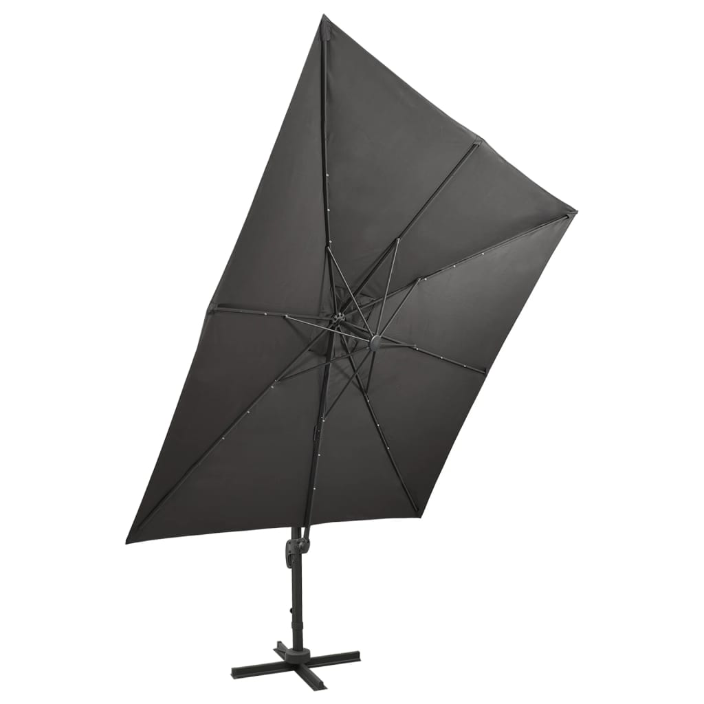 Cantilever Garden Parasol With Pole And Led Lights 300 Cm