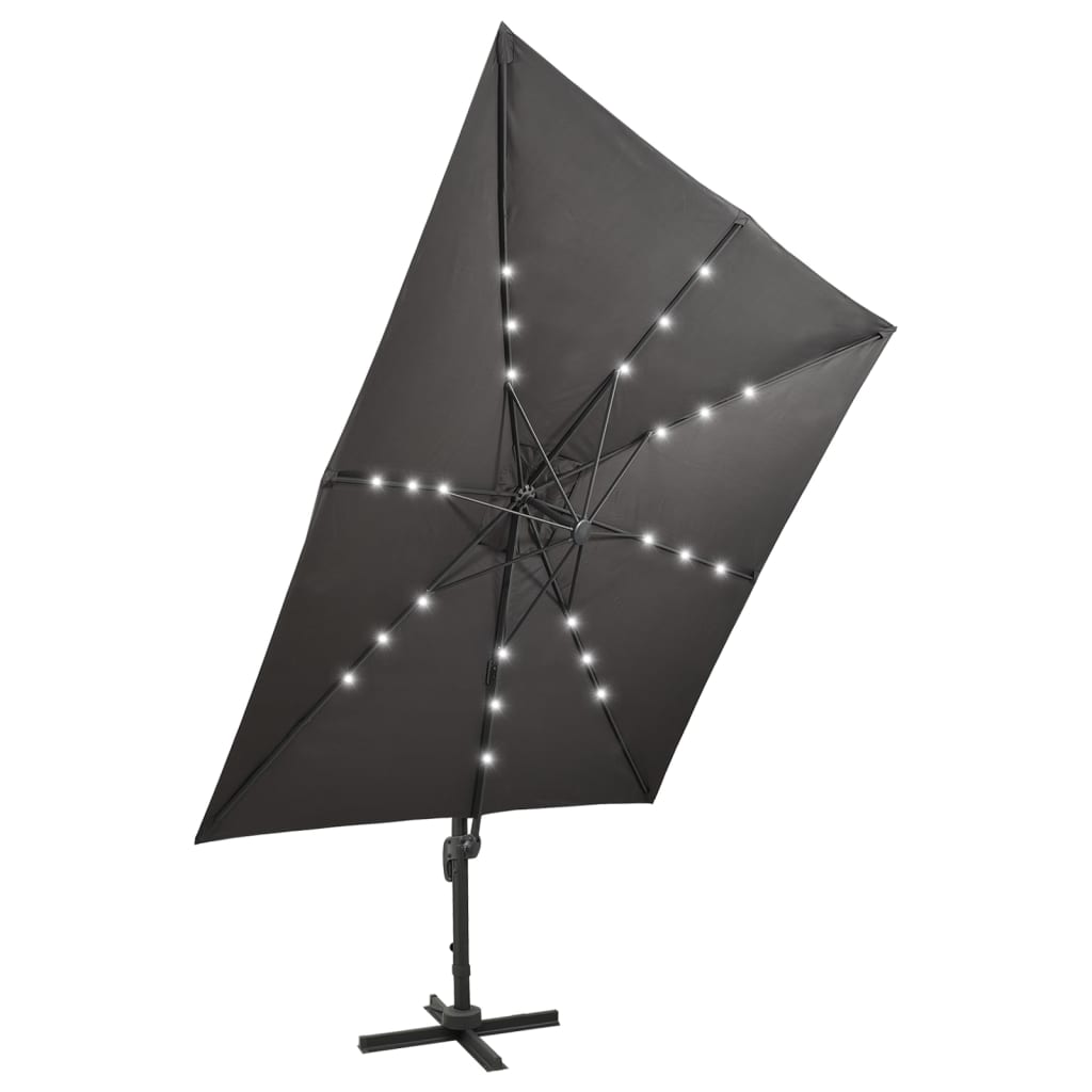 Cantilever Garden Parasol With Pole And Led Lights 300 Cm