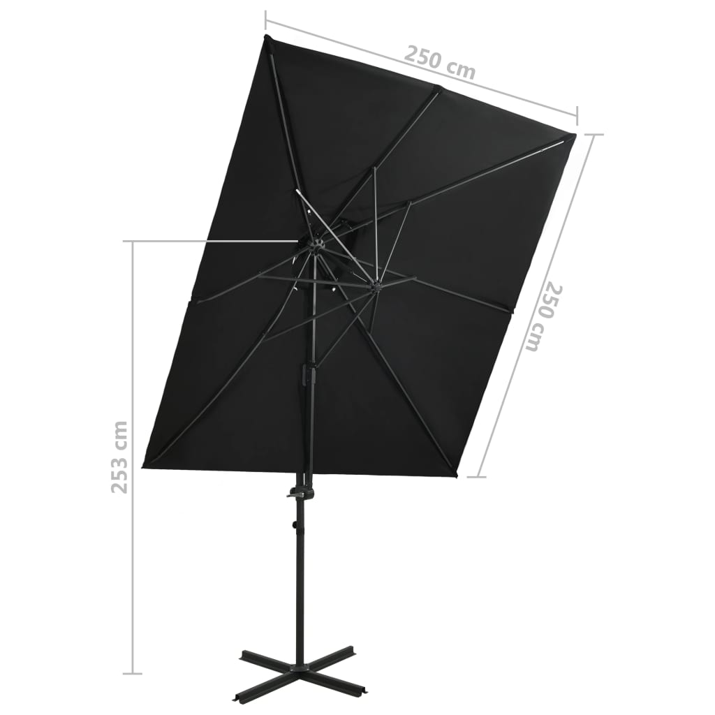 Cantilever Garden Parasol With Double Top 250X250 Cm