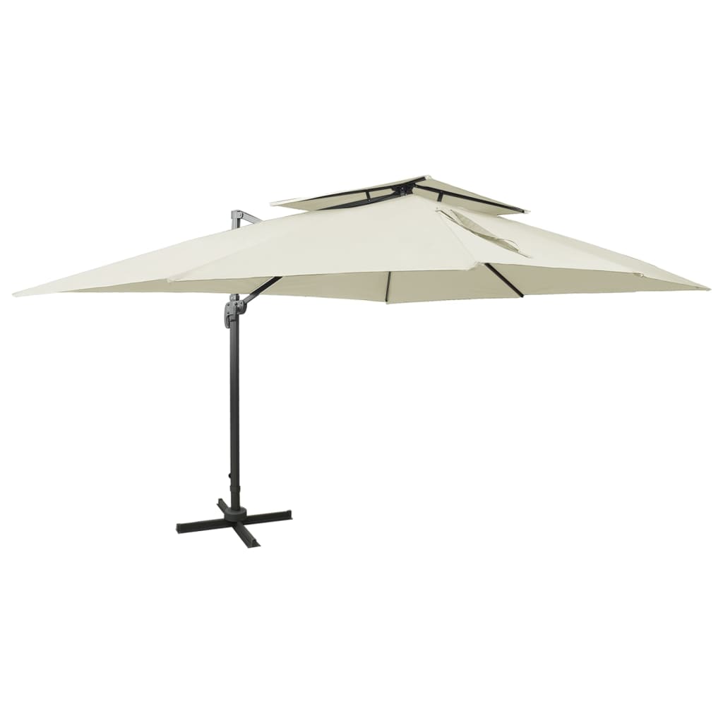 Cantilever Garden Parasol With Double Top 400X300 Cm