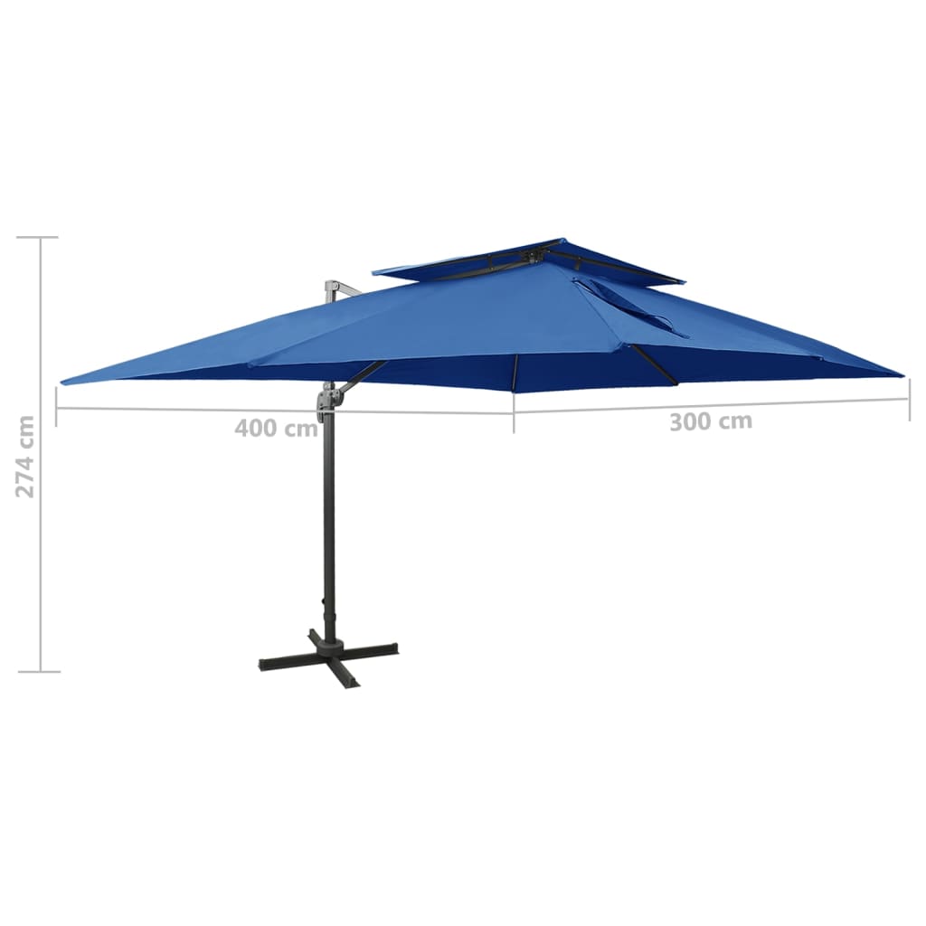 Cantilever Garden Parasol With Double Top 400X300 Cm