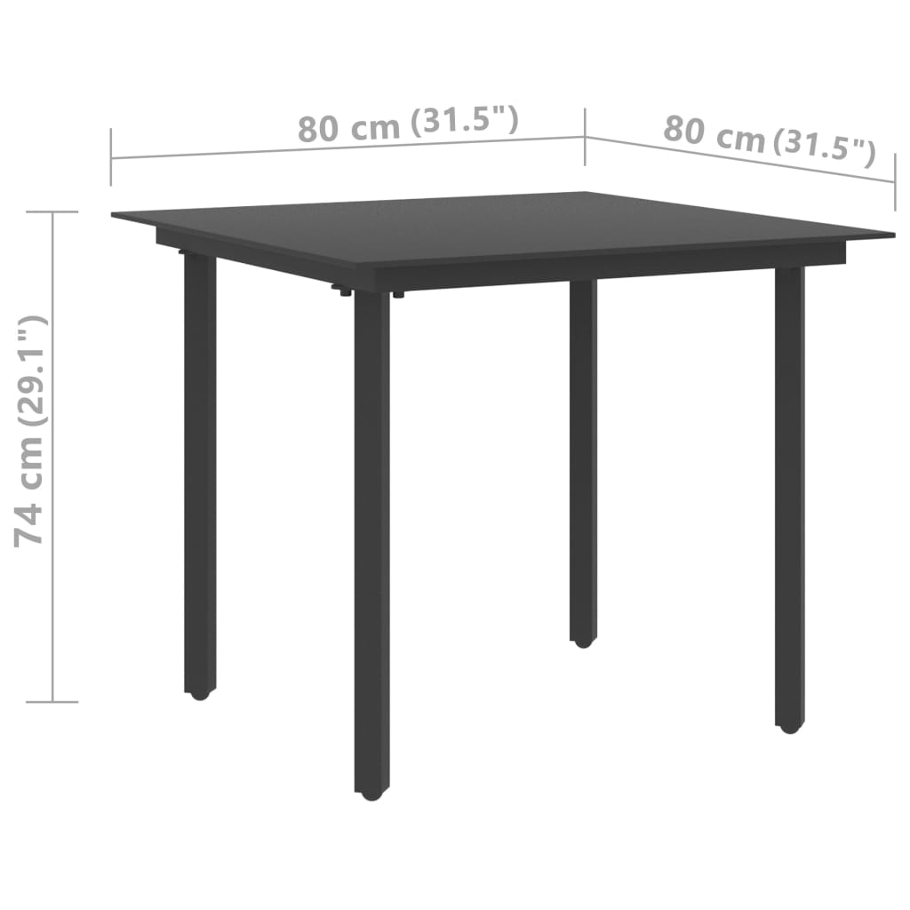 Garden Dining Table Black Steel And Glass