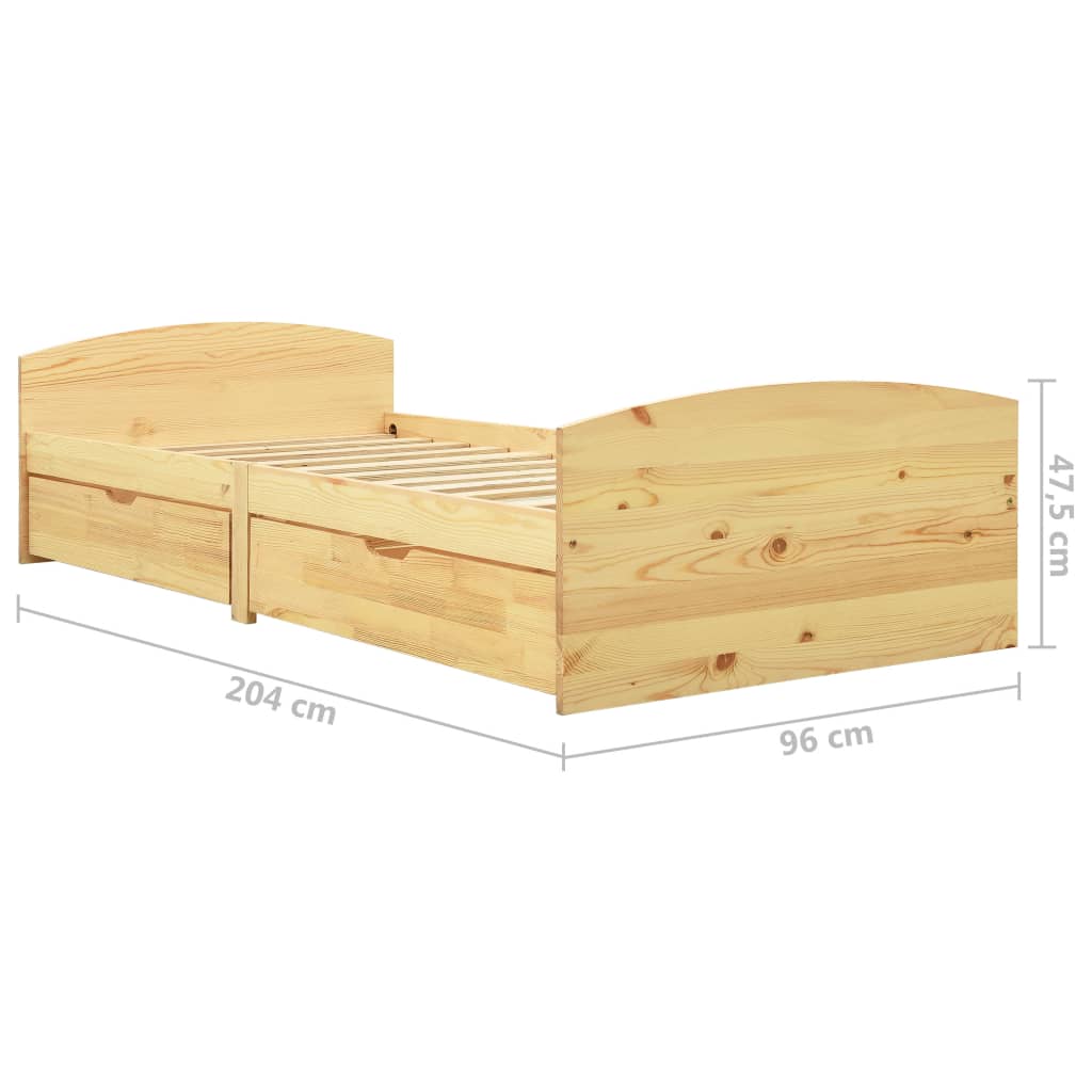 Bed Frame With 2 Drawers Without Mattress 90X200 Cm