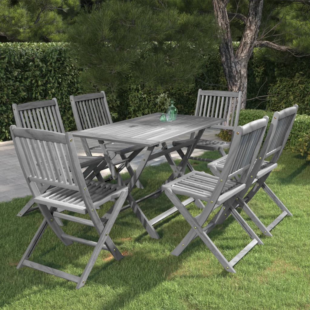 5 Piece Garden Dining Set Solid Acacia Wood Grey