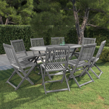 7 Piece Garden Dining Set Solid Acacia Wood Grey