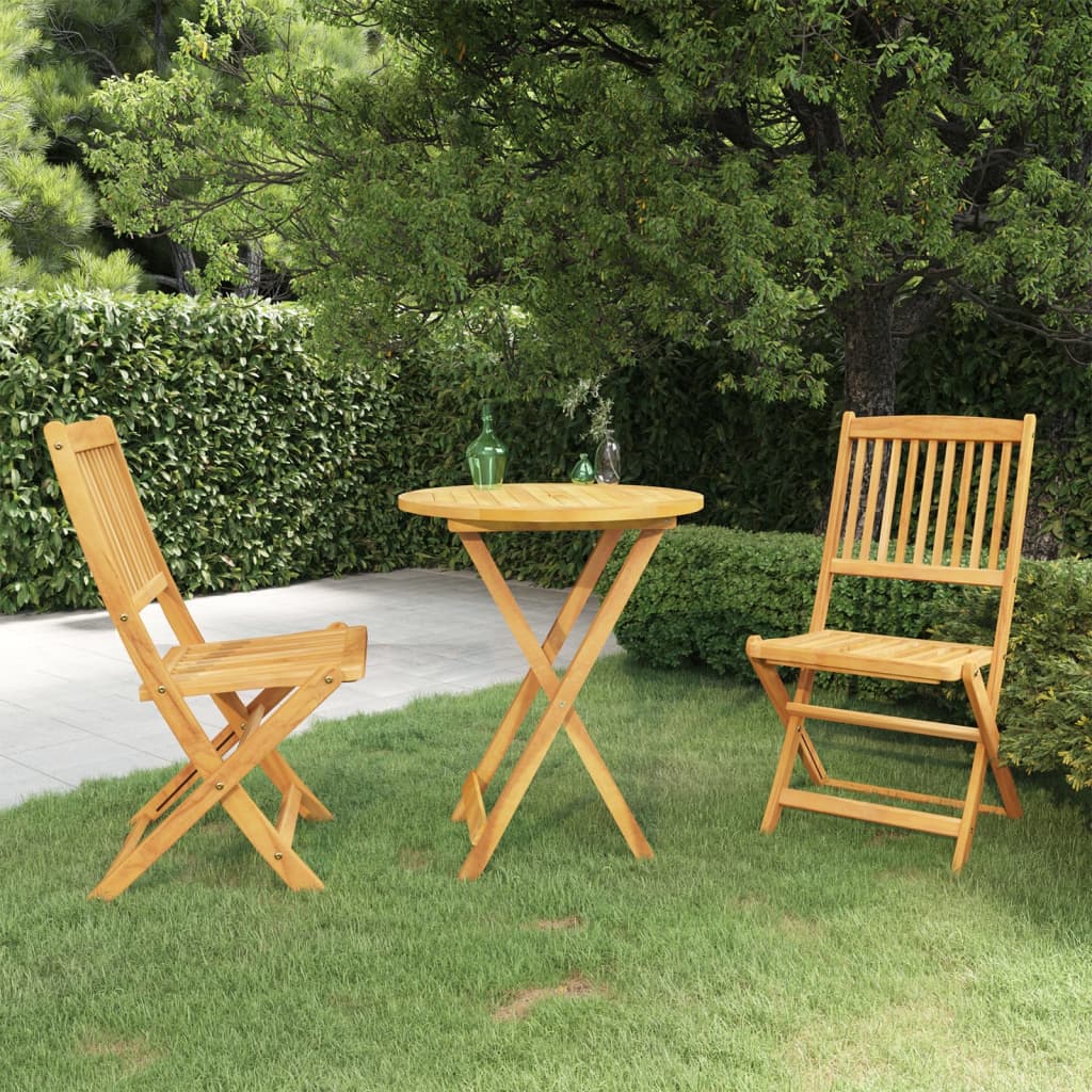 3 Piece Folding Bistro Set Solid Acacia Wood 60 Cm