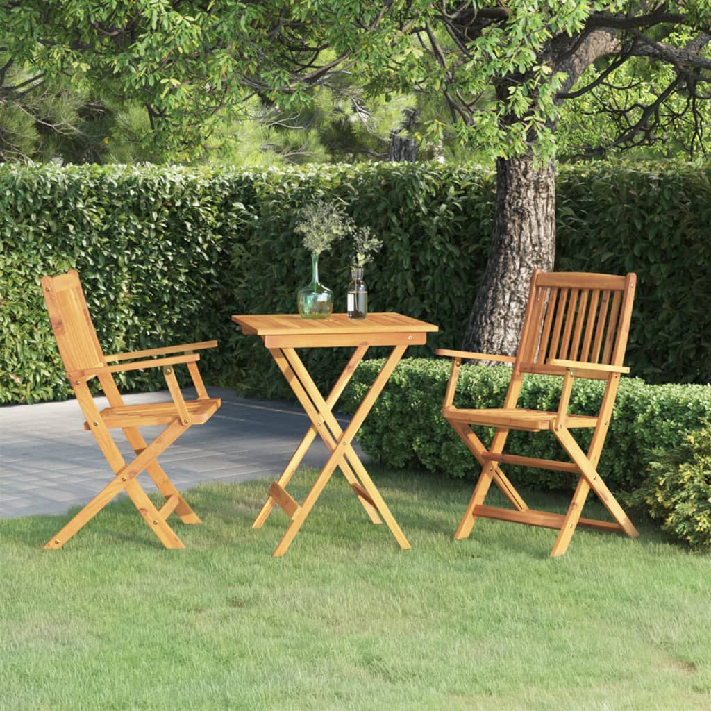 3 Piece Folding Bistro Set Solid Acacia Wood 60 Cm
