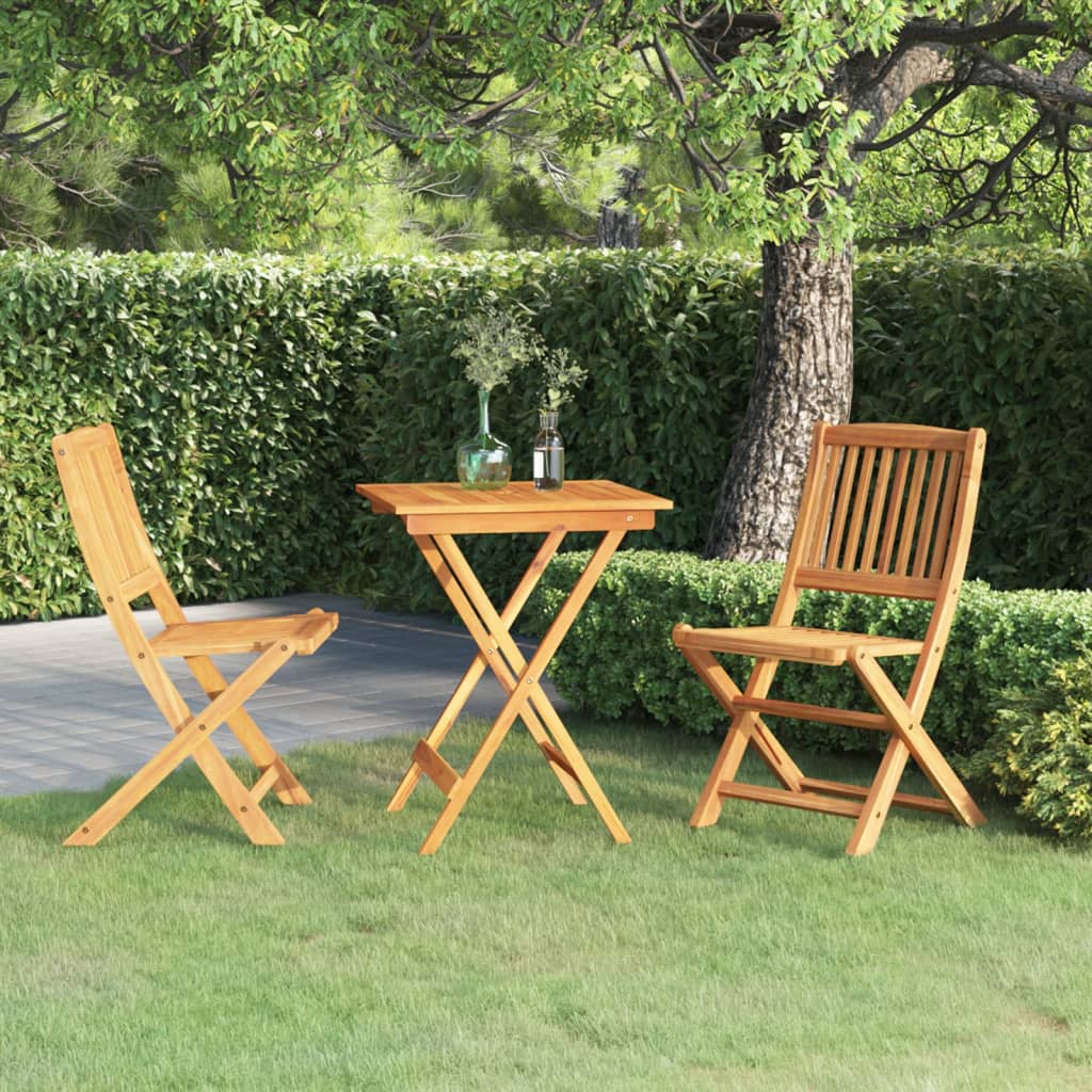 3 Piece Folding Bistro Set Solid Acacia Wood 60 Cm
