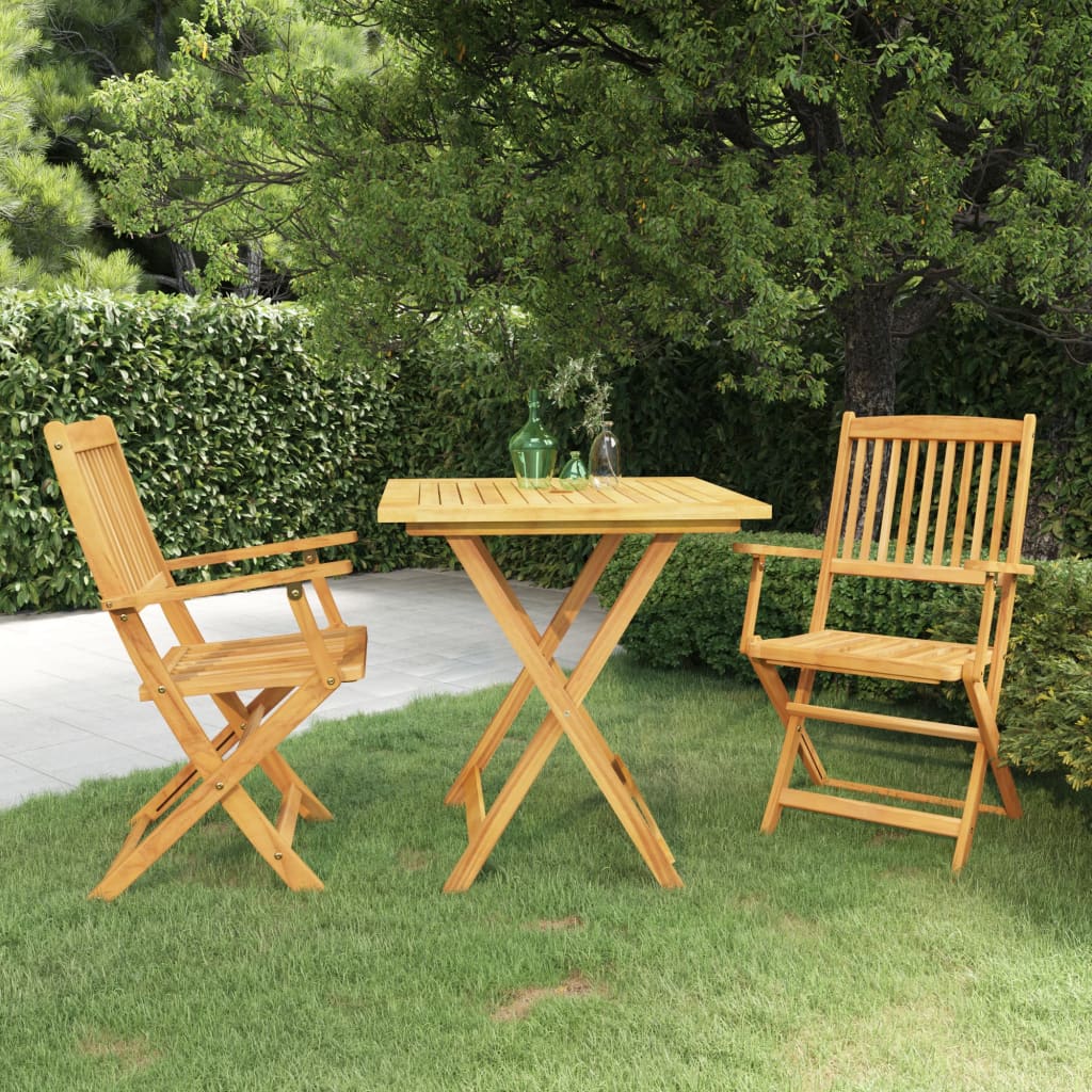 3 Piece Folding Garden Dining Set Solid Acacia Wood 70 Cm