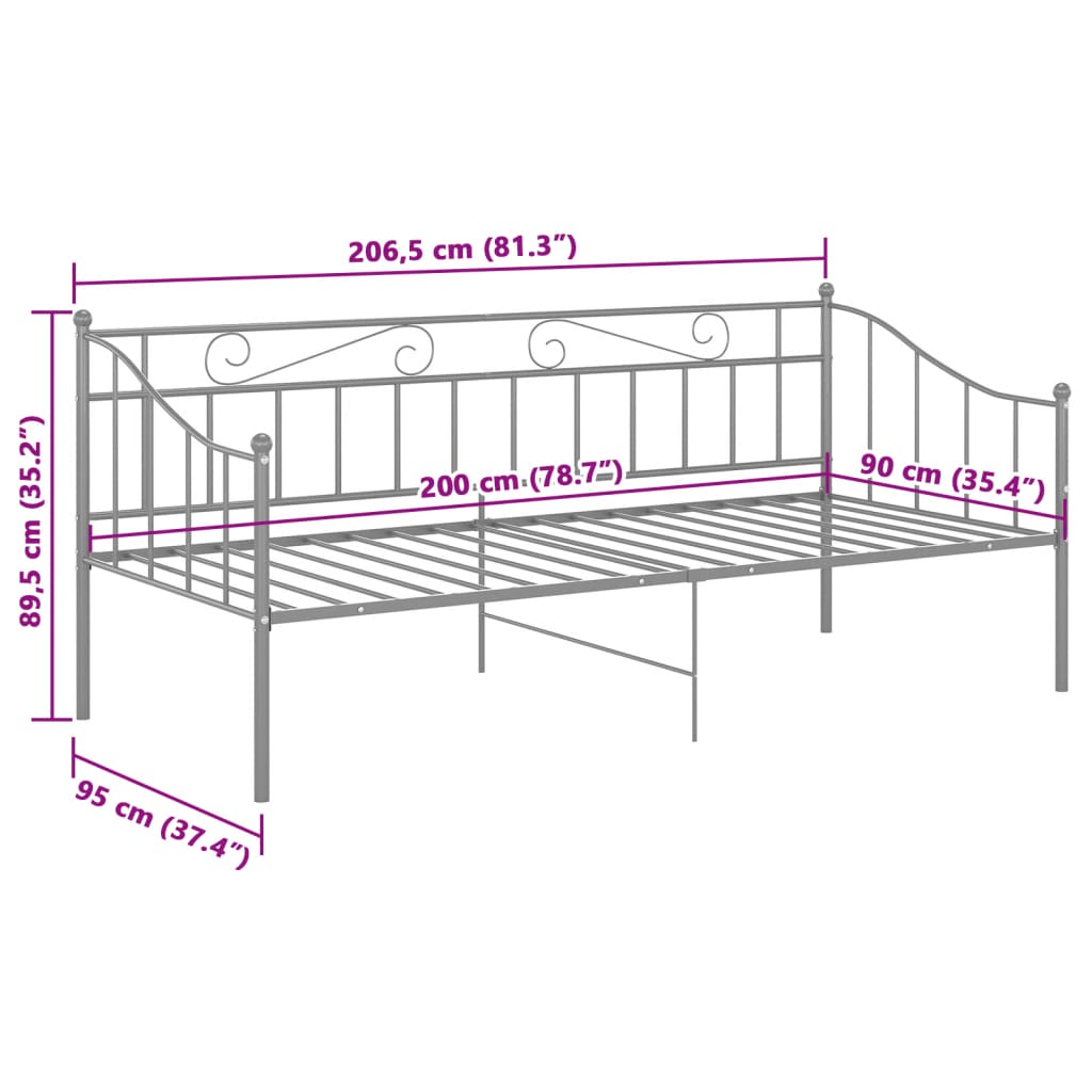 Sofa Bed Frame Without Mattress Metal 90X200 Cm