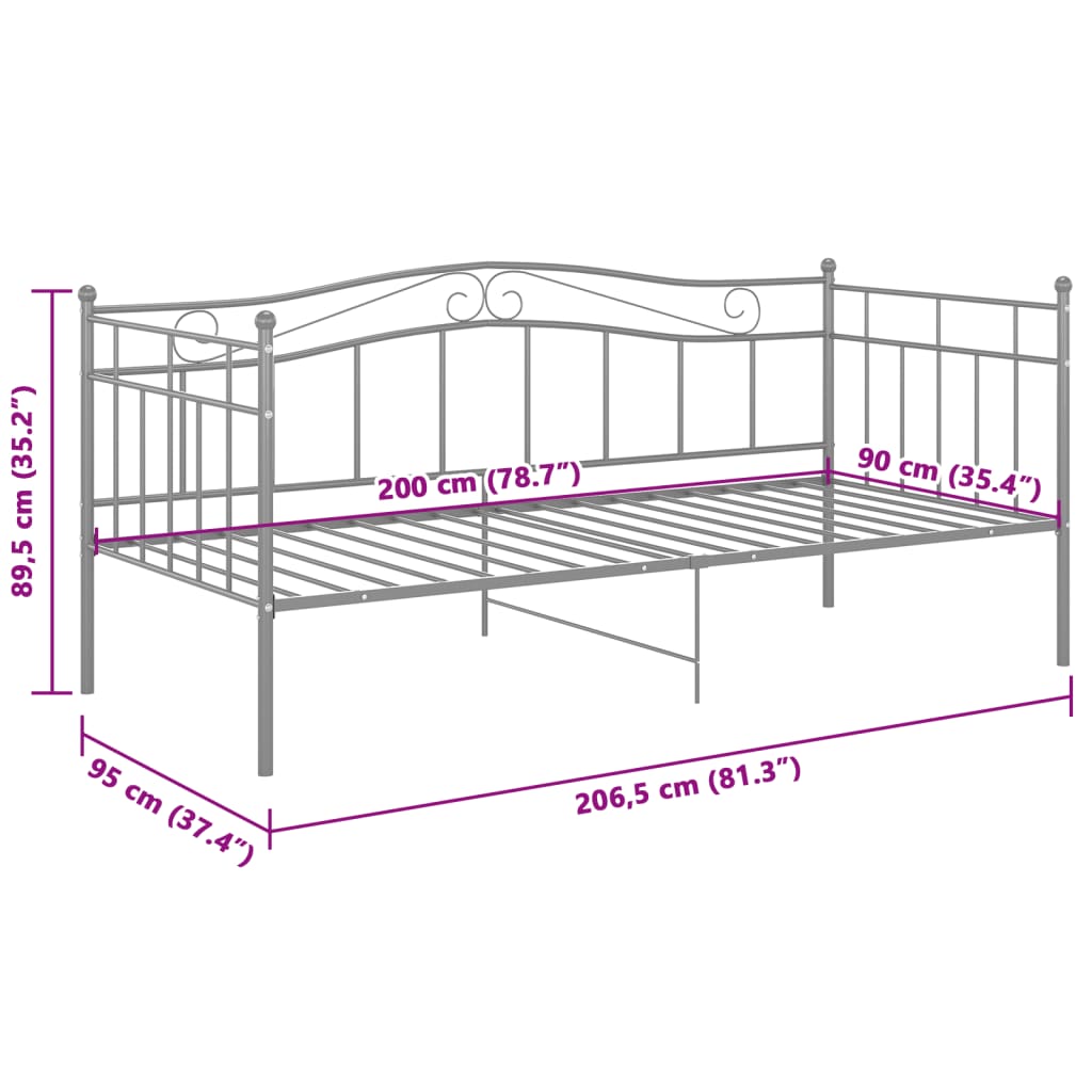 Sofa Bed Frame Without Mattress Metal 90X200 Cm